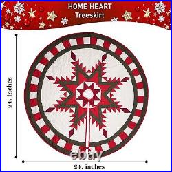 HOME HEART Brands Feathered Star Quilted patchwork thick double Layer tree skirt