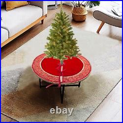 HOME HEART Brands red Velvet fabric with Brocade border double Layer tree skirt