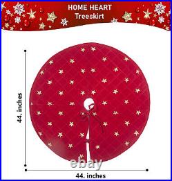 HOME HEART Brands velvet gold embroidered red Quilted double Layer tree skirt
