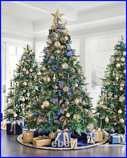 HOT SALE 45% BalsamHill Biltmore Gilded Tree Skirt 60'' Navy Christmas Decor