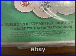 HTF Vintage Bucilla Twelve Days of Christmas Felt Tree Skirt Kit #2321, NIP, Exc