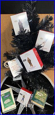 Hallmark STAR WARS Miniature Keepsake Black Christmas TREE Skirt & 9 ORNAMENTS