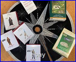 Hallmark STAR WARS Miniature Keepsake Black Christmas TREE Skirt & 9 ORNAMENTS
