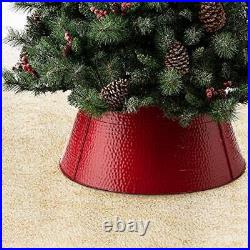 Hammered Metal Christmas Tree Collar Decorations, 26-Inch Diameter 26 D Red