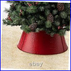 Hammered Metal Christmas Tree Collar Decorations, 26-Inch Diameter 26 D Red