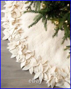 Hand Felted Floral Edge Tree Skirt Arcadia Home 72 Inch Dia Thick Handmade India