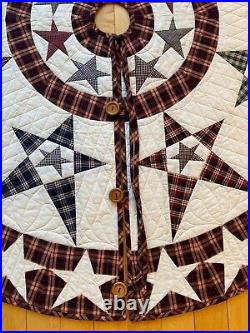 Handmade Homespun Tree Skirt Quilt Machine Pieced Long Arm Custom Quilted 58