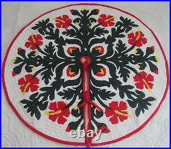 Hawaiian Quilt 100% Hand Quilted/Hand Appliqued Christmas Tree Skirt 60