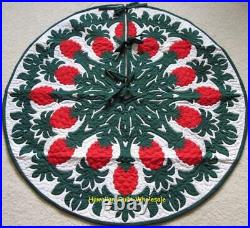 Hawaiian quilt CHRISTMAS TREE SKIRT 100% hand quilted/appliquéd PINEAPPLE 60 D