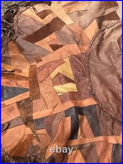 Huge Patched Leather Tree Skirt 6ft Diameter Xmas