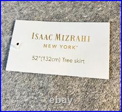 Isaac Mizrahi Christmas Tree Skirt Red White Peppermint Button Detail New