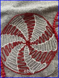 Isaac Mizrahi New York Christmas tree skirt Wool Blend Gray &Peppermints 52