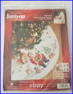 Janlynn Cross stitch kit Santa & Animals Christmas Tree Skirt 45 023-0218