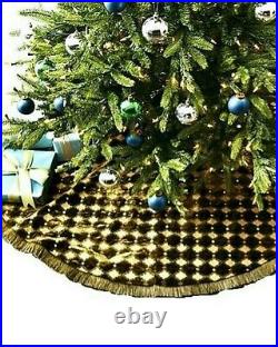 Jay Strongwater Christmas Tree Skirt Harlequin Jeweled Olive Brand New