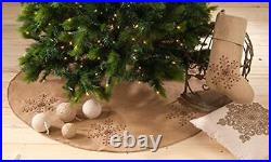 Jeweled Collection Beaded Snowflake Design Tree Skirt, 72, Natural