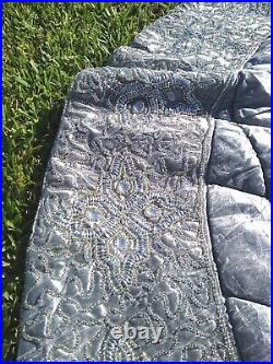 KIM SEYBERT Silver Tone 62 Intricate Beaded Quilted Pattern Tree Skirt, Pre-own