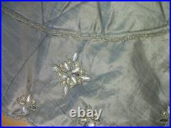 Kim Seybert Beaded Christmas Tree Skirt Silver 62 Nwt