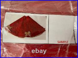 Kim Seybert Embellished Holiday Tree Skirt- Red And Gold- Sequin Bow Tie-60
