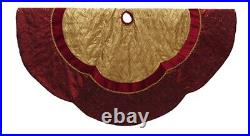 Kurt Adler Red and Gold Criss Cross Scalloped Edge Holiday Tree Skirt 72 Inches