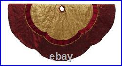 Kurt Adler Red and Gold Criss Cross Scalloped Edge Holiday Tree Skirt 72 Inches