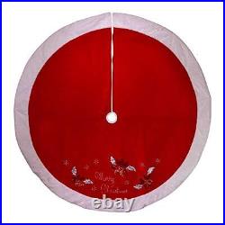 Kurt S. Adler 72-Inch Red and White Velvet Merry Christmas Applique Treeskirt