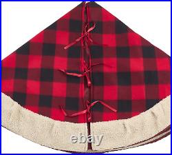 LIFESTYLE Capuano Collection Red and Black Buffalo Plaid Tree Skirt with Sherpa