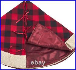 LIFESTYLE Capuano Collection Red and Black Buffalo Plaid Tree Skirt with Sherpa