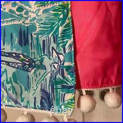 LILLY PULITZER Bohemian Queen Christmas TREE SKIRT Colorful Pink Blue w\Pom