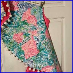 LILLY PULITZER Bohemian Queen Christmas TREE SKIRT Colorful Pink Blue w\Pom