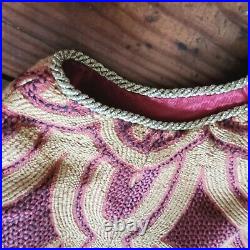 LRG Tapestry Christmas Tree Skirt Brocade, Velvet, Taffeta, Gold, Tassles FREE S&H
