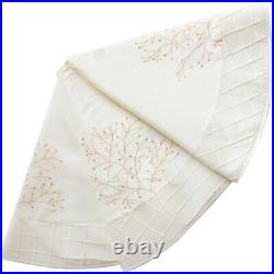 Large Christmas Tree Skirt Embroidery Handcraft Pintuck Border White For Decora
