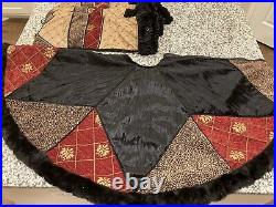 Large VILLA BACCI 54 Regal Tree Skirt and 5 Christmas Stockings Black Red Fur