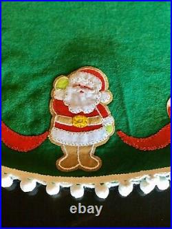LeeWards Santa Snowman Candy Cane 42 Felt Appliqué Christmas Tree Skirt Pom Pom
