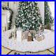 Libima 84 Inches Large Christmas Tree Skirt Faux Fur with Sequins Silver Snow
