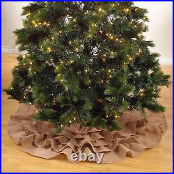 Lifestyle Christmas Tree Skirt with Ruffled Design, Natural, 72