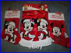 Lot of 3 Disney Mickey & Minnie Christmas Tree Skirt & Stocking NWT