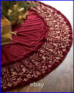 Luxe Embroidered Velvet Tree Skirt 60 Victorian Style Christmas Decor