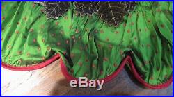 Mackenzie Childs NWT Christmas Tree Skirt Velvet Holly Dots Berries Silk SALE