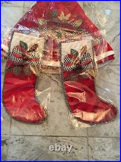 Mackenzie Childs TARTAN FROST withCourtly Check 60 TREE SKIRT NEW & 2 STOCKINGS