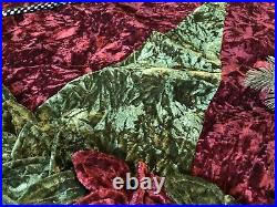 Mackenzie Childs Woodland Tree Skirt Velvet Feathers Pine Cones Bird Nests Mint