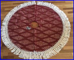 Magnolia Home Serena Wool Blend Cable Knit Tree Skirt Red Beautiful
