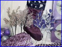 Martha Stewart Twilight Purple Christmas Ornaments Garland Stocking Tree Skirt