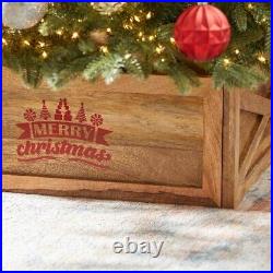 Merry Christmas Wooden Tree Collar Stand Cover Home Party Holiday Xmas Decor New