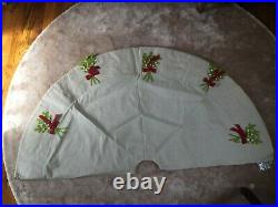 NEW Arcadia Home 58 Handmade Christmas Tree Skirt Mistletoe Sprigs Linen $380