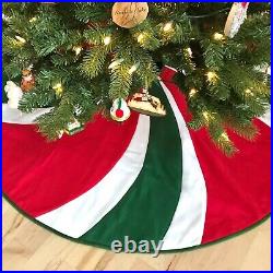 NEW Deluxe Peppermint Candy Swirl Fleece Christmas Tree Skirt NWT Green & Red