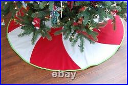 NEW Peppermint Swirl Christmas Tree Skirt NWT Red & White Candy Cane Fleece