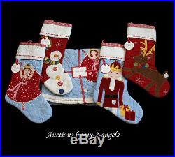 NEW Pottery Barn Kids Christmas Quilted Tree Skirt+4 Stockings Set NO NAME/MONO