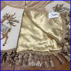NWT- Peking Handicraft 52 Needlepoint Christmas Tree Skirt In Lovely Neutrals