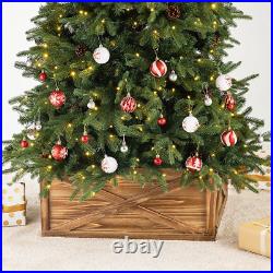 Natural Wooden Brown Tree Collar Tree Stand Cover Christmas Tree Skirt Tree Box