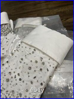 Neiman Marcus 54 White Crystal Scattered Tree Skirt + 6 Stockings $1630